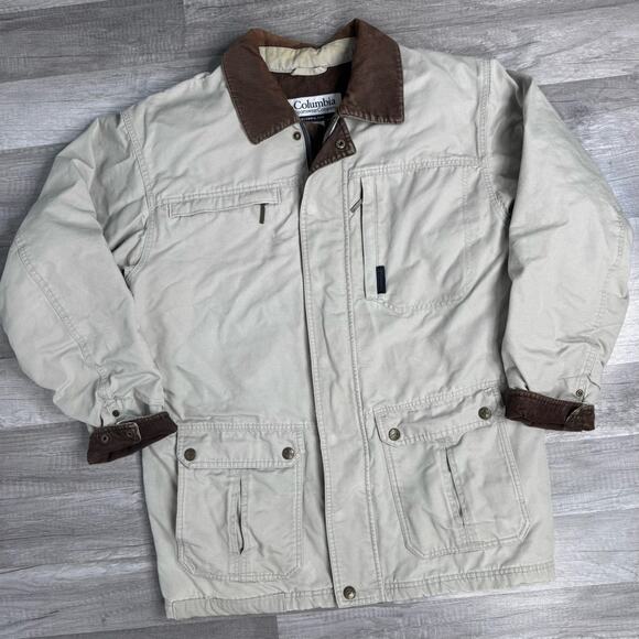 Columbia Barn Chore Jacket Coat Corduroy Collar Workwear Medium Pockets Tan - Picture 11 of 12